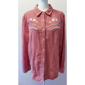 Back in the Saddle Cotton Plaid Flannel Western Rodeo Pearl Button Size L